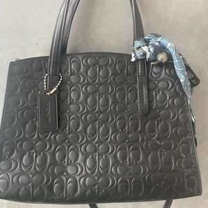 Authentic Coach satchel, in signature canvas, black with top handle bag